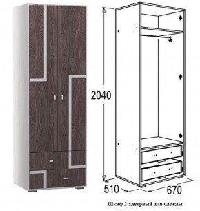 Шкаф 670 мм 2-х дверный для одежды Омега 16 (штанга) в Нягани - nyagan.mebel-e96.ru | фото